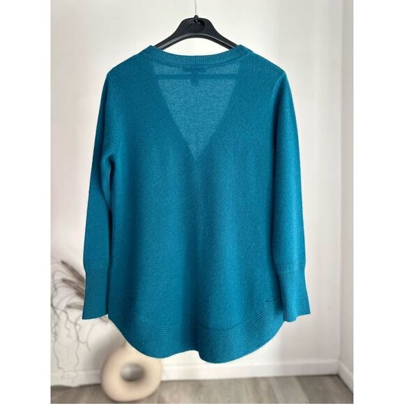 Isaac Mizrahi Live! 100% Cashmere Button-Front Cardigan w/ Pockets Teal Small - Picture 5 of 5